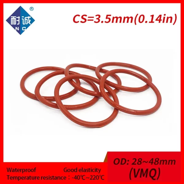 2PCS/lot Silicone rubber oring Red VMQ CS3.5mm OD28/32/35/37/38/40/44/45/48mm O Ring Gasket Silicone O-ring waterproof - Image 3