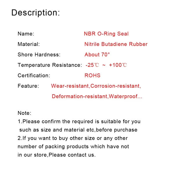 10PCS NBR O-Ring Seal CS 3.5mm Nitrile Butadiene Rubber Ring Gasket OD 12mm~55mm Prevent Oil/Air/Water Leakage Sealing Washer - Image 2