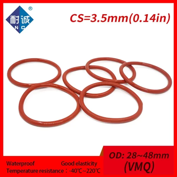 2PCS/lot Silicone rubber oring Red VMQ CS3.5mm OD28/32/35/37/38/40/44/45/48mm O Ring Gasket Silicone O-ring waterproof - Image 4