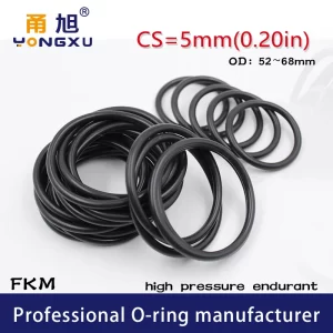 Fluorine rubber Ring Black FKM O-rings Seal CS5mm OD52/55/58/60/62/65/68*5mm O Ring Seal Gasket Oil Ring Fuel Sealing Washer