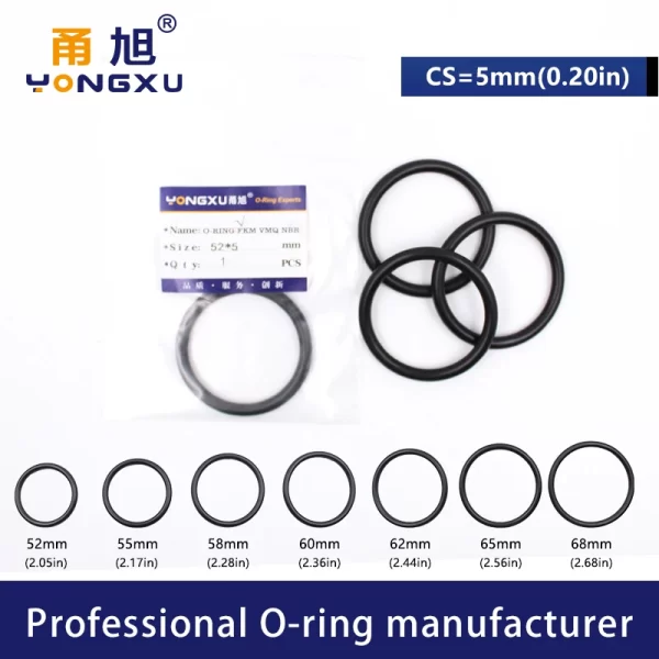 Fluorine rubber Ring Black FKM O-rings Seal CS5mm OD52/55/58/60/62/65/68*5mm O Ring Seal Gasket Oil Ring Fuel Sealing Washer - Image 2