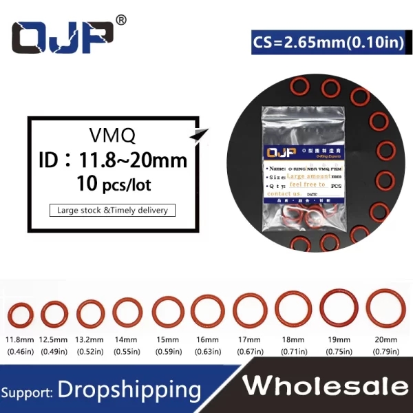 10PCS/lot Silicon Rings Silicone O ring Seal 2.65mm Thickness ID11.8/12.5/13.2/14/15/16/17/18/19/20mm Rubber O-Ring Seal Gasket - Image 2