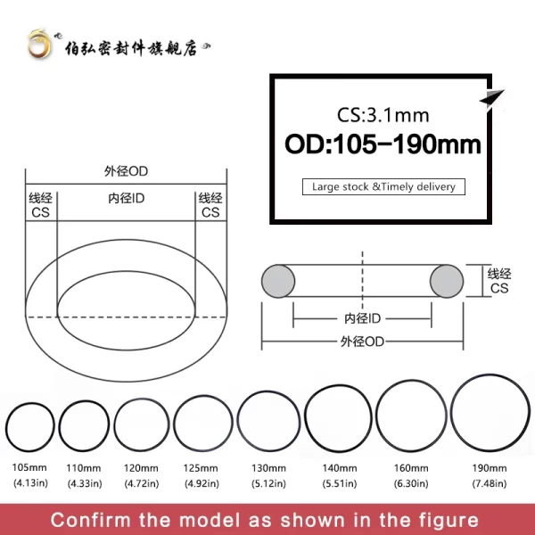 Nitrile Rubber O-Ring 1PCS/lot NBR Sealing CS 3.1mm OD105/110/120/125/130/140/150/160170/180/190mm O-Ring Seal Gasket Ring - Image 5