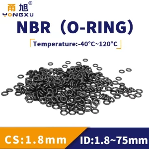 NBR O Ring Seal Gasket Thickness CS1.8 ID1.8-75 Oil and Wear Resistant Automobile Petrol Rubber O-Ring Waterproof Black.-.