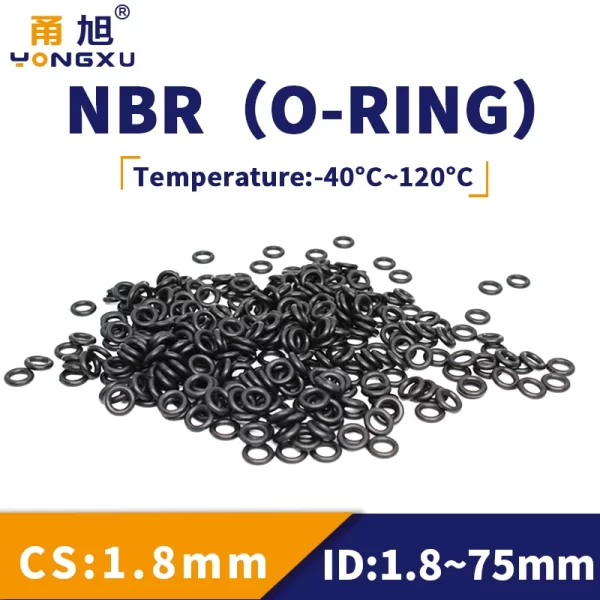 NBR O Ring Seal Gasket Thickness CS1.8 ID1.8-75 Oil and Wear Resistant Automobile Petrol Rubber O-Ring Waterproof Black.-.