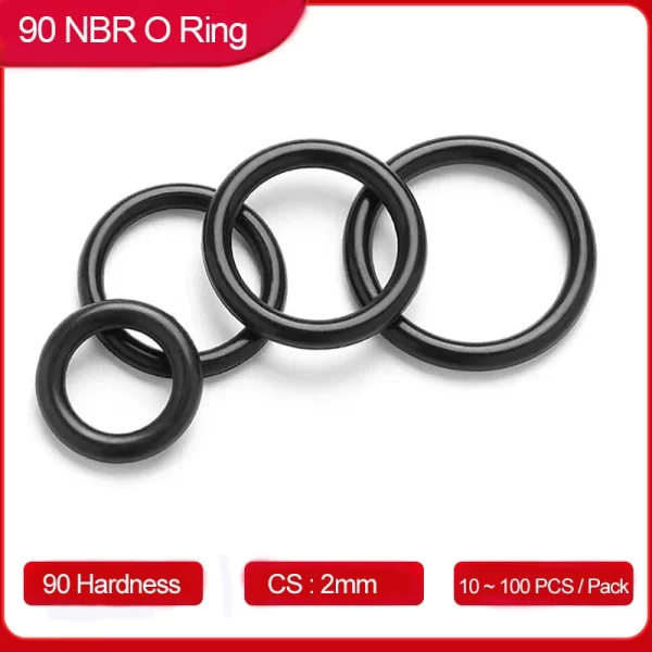 CS 2mm,90 Shore hardness Nitrile sealing O Ring, NBR O-ring, high pressure resistance, wear resistance, 10~100 pieces per pack