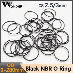 Black NBR O Ring Seal Gasket Thick CS 2.5/3mm OD 9-280mm Oil Wear Resistant Automobile Petrol Nitrile Rubber O-Ring Waterproof