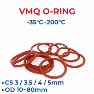 VMQ Red Silicone O-Ring OD 10-80mm Thickness CS 3/3.5/4/5mm Food Grade Sealing Ring Waterproof & Insulated Gasket Washer