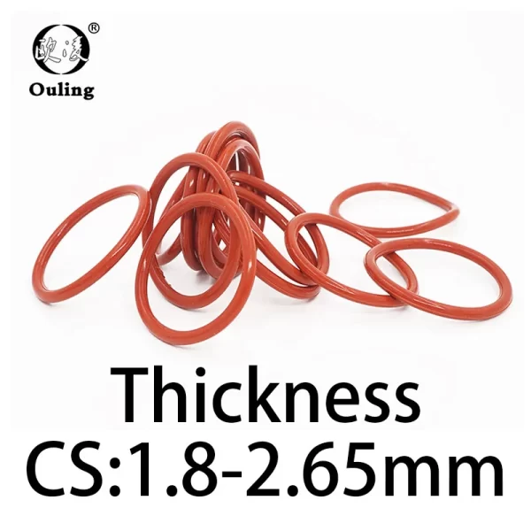 VMQ O-ring thickness 1.8/2.65mm CS silicone red sealing temperature resistant gasket rubber ring complete in specifications1