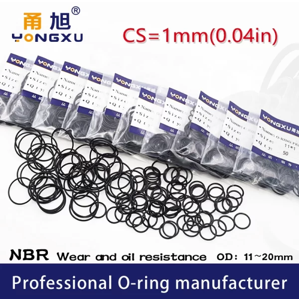 CS 1mm 50PCS/lot Rubber Ring Black NBR Sealing O-Ring OD11/11.5/12/13/14/15/16/17/18/19/20*1mm O Rings Seal Nitrile Gasket Oil.-