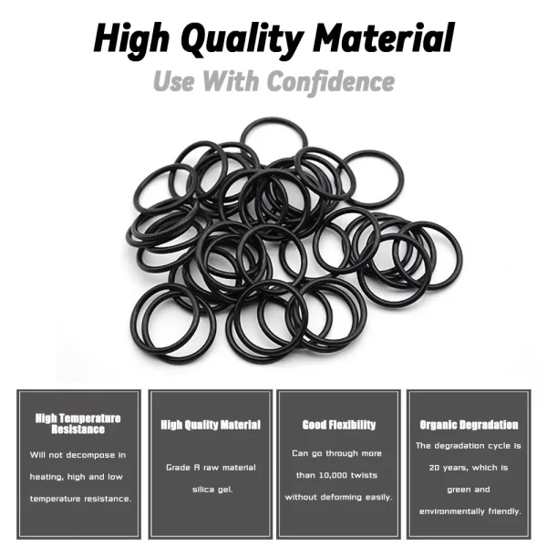 Rubber O Ring Set Gaskets Seal Nitrile Rubber Bands High Pressure O-Rings Repair Kit Sealing Elastic Band O Rubber Rings Set - Image 2