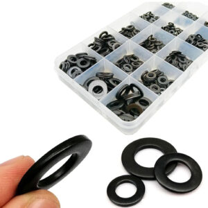 1000pc Mix M1.6 M2 M2.5 M3 M3.5 M4 M5 M6 M8 Black 304 A2-70 Stainless Steel GB97 Flat Washer Plain Gasket Set Assortment Kit Box