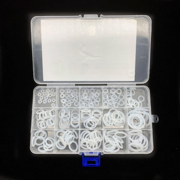 225PCS VMQ White O Ring Gasket Silicone Food Grade O-Rings Silicon Ring High Temperature Gasket Kit Set Box Ring