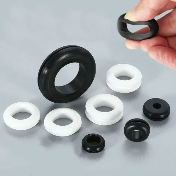 Grommet 3~80mm Black/White PVC Rubber Double Sided Protective Coil Seal Gasket Out Hole Wire O-ring for Protects Wire Cable Hole