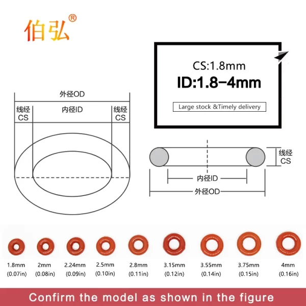 10PCS/lot Red Silicon O-Ring Silicone/VMQ 1.8mm Thickness ID1.8/2/2.24/2.5/2.8/3.15/3.55/3.75/4mm Seal Rubber Gasket Ring Washer - Image 2