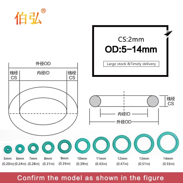 Fluororubber O-Ring 10PCS/lot FKM Sealing CS 2mm OD5/6/7/8/9/10/11/12/13/14mm O-Ring Seal Gasket Ring-.- - Image 5