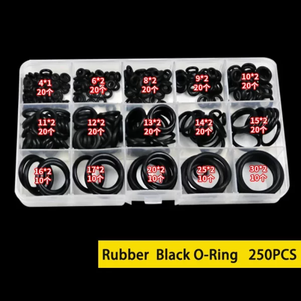 250PCS White/Balck NBR Seal Ring Kit Thickness 1 / 2mm Nitrile Rubber NBR O-Ring Gasket Sealing Ring O Rings Rubber Kit Set - Image 2