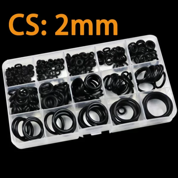 250PCS White/Balck NBR Seal Ring Kit Thickness 1 / 2mm Nitrile Rubber NBR O-Ring Gasket Sealing Ring O Rings Rubber Kit Set