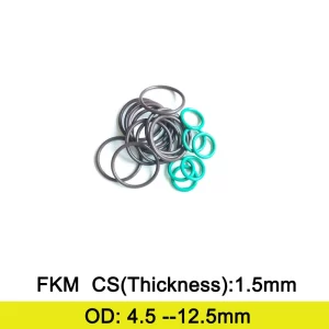 FKM Rubber O Ring Gasket C/S 1.5mm Thickness OD 4.5/5/5.5/6/6.5/7/7.5/8/8.5/9/9.5/10/10.5/11/11.5/12mm Fluolrine Seal Washer