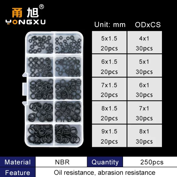 VMQ NBR Seal Ring Silicone Kit Thickness 1 / 1.5mm Nitrile Rubber NBR O-Ring Gasket Sealing Ring O Rings Rubber Kit Set-.- - Image 2