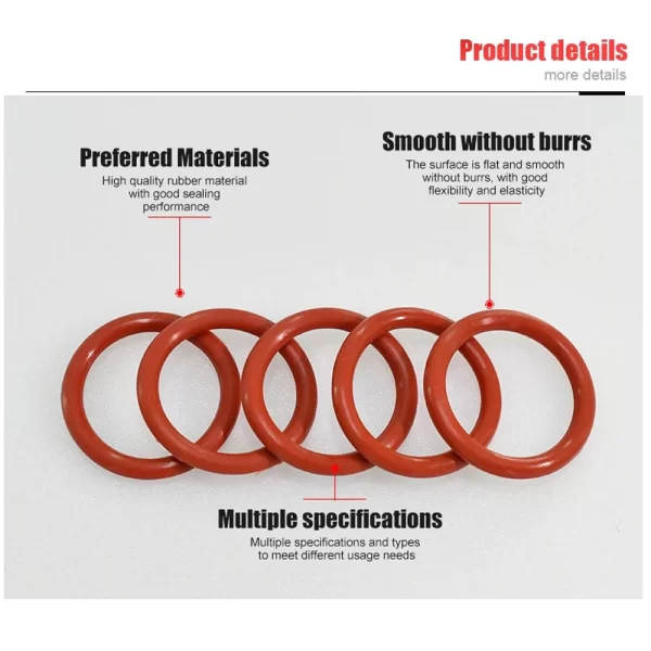 O Ring Gaskets Seal Silicone Red O-ring Sealing Kit Oil Resistant O-rings Rubber Oring High Temperature VMQ Washer CS1.0mm-3.1mm - Image 4