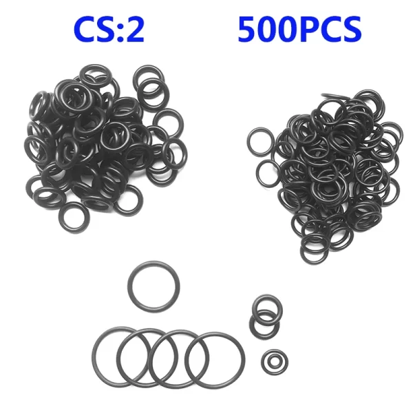 O Ring 500/200/100/50pcs Black NBR Sealing O-Ring CS 2mm Nitrile Rubber Bands High Pressure O-Ring Waterproof Oil Wear Resistant