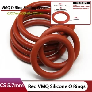 Red CS 5.7mm OD 40~175mm VMQ O Ring Rubber Gasket Food Grade Waterproof Sealing Washers Silicon o-rings Cooker Seal Gel Gaskets