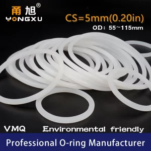 White Silicon O-ring Silicone/VMQ CS5mm OD55/60/65/70/75/80/85/90/95/100/105/110/115*5mm Oring Seal Rubber Ring Gasket Washer.-.