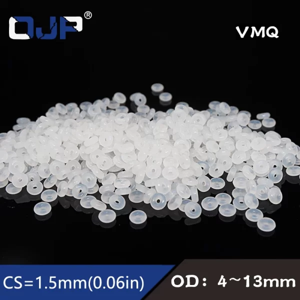 Thickness 1/1.2/1.5mm White VMQ O-ring cross section silicon rubber sealing gasket rubber washer wholesale in specifications - Image 2