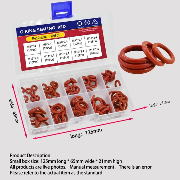 NBR Black O Ring Silicone Seal Rings Gasket VMQ Red Oring Kit Rubber Plumbing Gasket Oil Resistant High Temperature OringsWasher - Image 3
