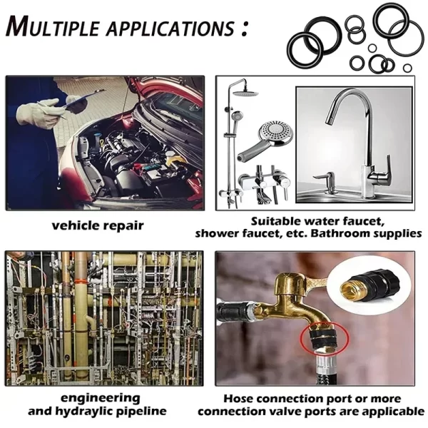 High Pressure Nitrile Rubber O-Rings Kit - Sealing Gaskets Set for Hydraulic/Pneumatic Repair - Oil Resistant Elastic Seal Bands - Image 5