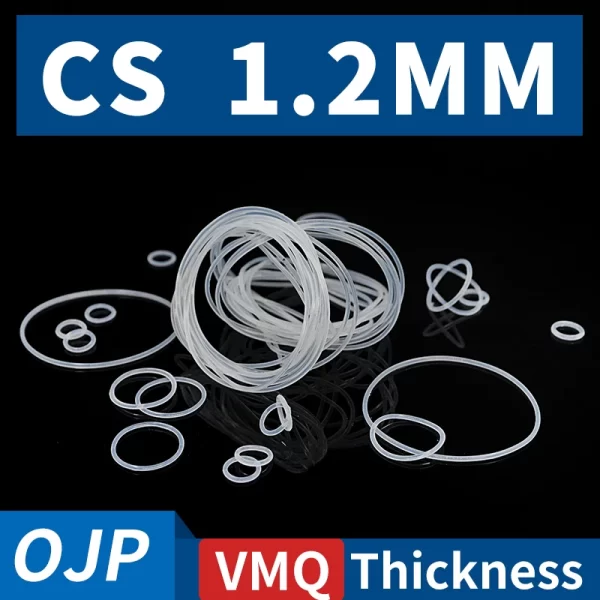 CS1.2mm White VMQ silicon Rubber O-rings Seals Gasket Washer temperature resistant Waterproof soft silicone ring