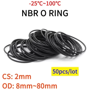10/50pcs NBR O Ring Seal Gasket Thickness CS 2mm OD 8~80mm Nitrile Butadiene Rubber Spacer Oil Resistance Washer Round Shape