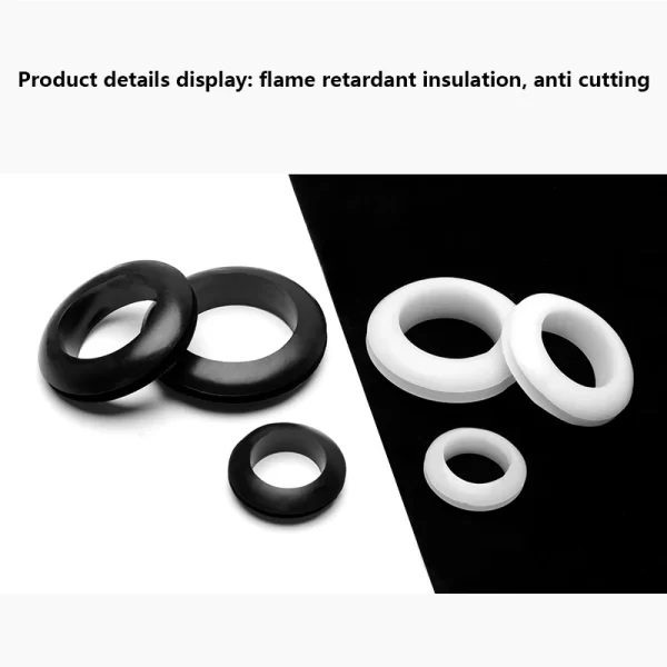 Black White Rubber Two-sided Grommet Seal Ring O-ring Sealing Cap Hole Plug For Protection Power Distribution Box Wire Cable - Image 3