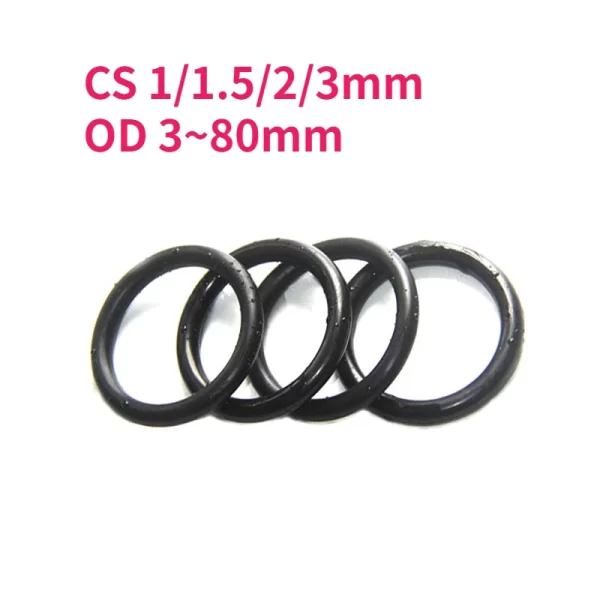 CS 1/1.5/2/3mm OD 3~80mm Black Rubber Silicone O Ring Seal Gasket Washer NBR O-ring Oil Resist Band Sealing Ring