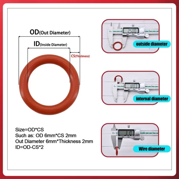 O Ring Gaskets Seal Silicone Red O-ring Sealing Kit Oil Resistant O-rings Rubber Oring High Temperature VMQ Washer CS1.0mm-3.1mm - Image 2