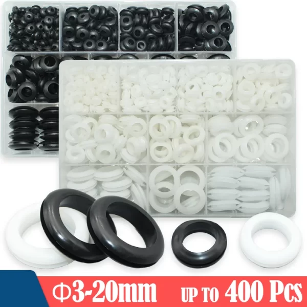 New High Rubber Grommet Protector Ring Cable Gasket Blanking Black O Ring Seal ORing Kit for Wire Electrical Appliance Plumbing