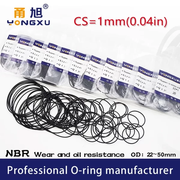 20PCS/lot Black NBR Sealing O-Ring CS1mm OD21/22/23/24/25/26/27/28/29/30/32/34/35/36/38/40/42/46/50*1mm ORing Seal Rubber .-.