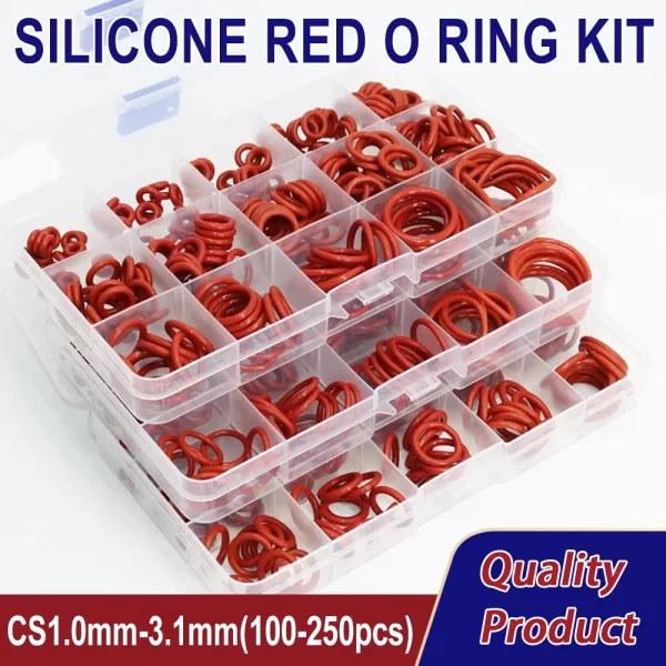 O Ring Gaskets Seal Silicone Red O-ring Sealing Kit Oil Resistant O-rings Rubber Oring High Temperature VMQ Washer CS1.0mm-3.1mm - Image 3