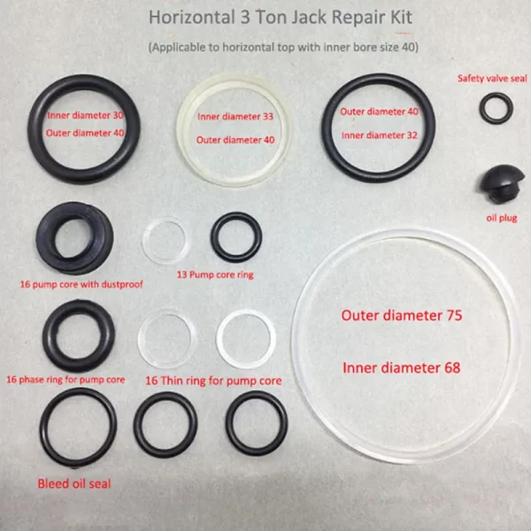 Repair Tool 3T Jack Accessories Oil Seal Ring Small Accessories Oil Seal O-ring Horizontal Jack Repair Kit - Image 6