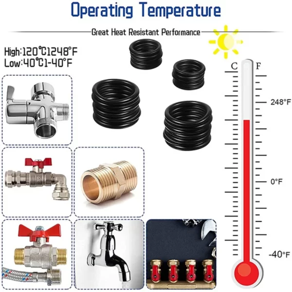 225PCS Rubber O Ring Oil Resistance O-Ring Washer Gasket Seals Watertightness Assortment Different Size With Plastic Box Kit Set - Image 3