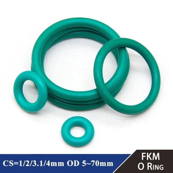 10PCS Green FKM O Ring CS 1/2/3.1/4mm OD 5-70mm Sealing Gasket Insulation Oil High Temperature Resistance Fluorine Rubber O-Ring