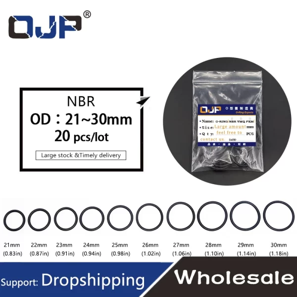 20PC/lot Rubber Ring NBR Sealing O Ring CS2.4mm OD20.5/21/22/23/24/25/26/27/28/29/30mm O-Ring Seal Gasket Oil Ring Washer.-. - Image 2