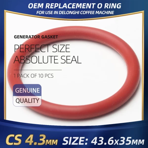 CS4.3mm Silicone O RING For DeLonghi Coffee 43.6*35*4.3 mm 10PCS O-Ring VMQ Gasket seal Thickness 4.3mm ORing Red Rubber - Image 2