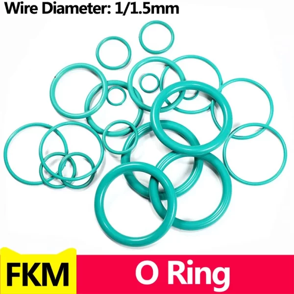 Green FKM O Ring Seal Thickness Oil Gaskets Fuel Washer,Fluorine Rubber O-Rings OD*WD 1.0/1.5MM
