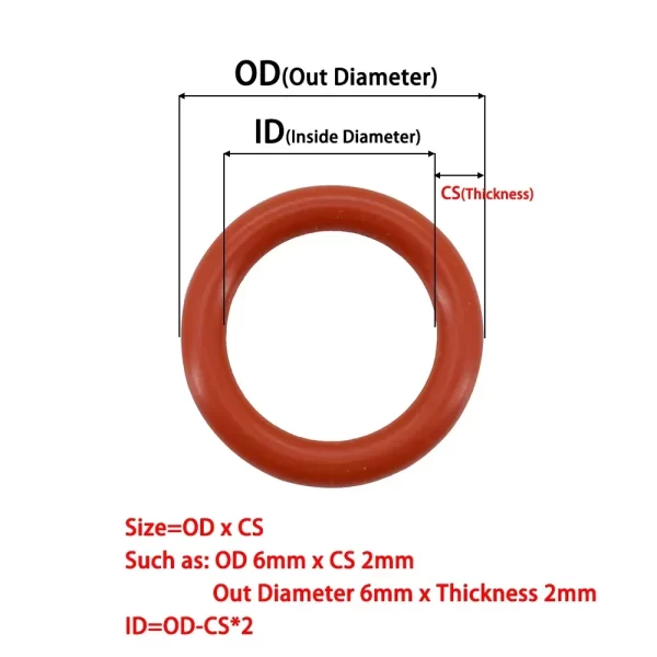 Silicon Rings Red O-ring Sealing Gasket Food Grade VMQ Cooker Waterproof Seal Gel Oring CS1mm CS1.5mm CS2mm Rubble O Ring Washer - Image 2