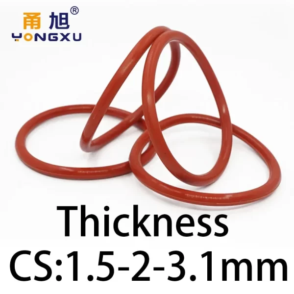 VMQ O-ring thickness 1.5/2/3.1mm CS silicone red sealing temperature resistant gasket rubber ring complete in specifications