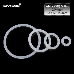 10pcs White VMQ O Ring Gasket CS 4mm OD 12 ~ 150mm Food Grade Rubber Insulate Round O Shape Seal O-ring Silicone Rings