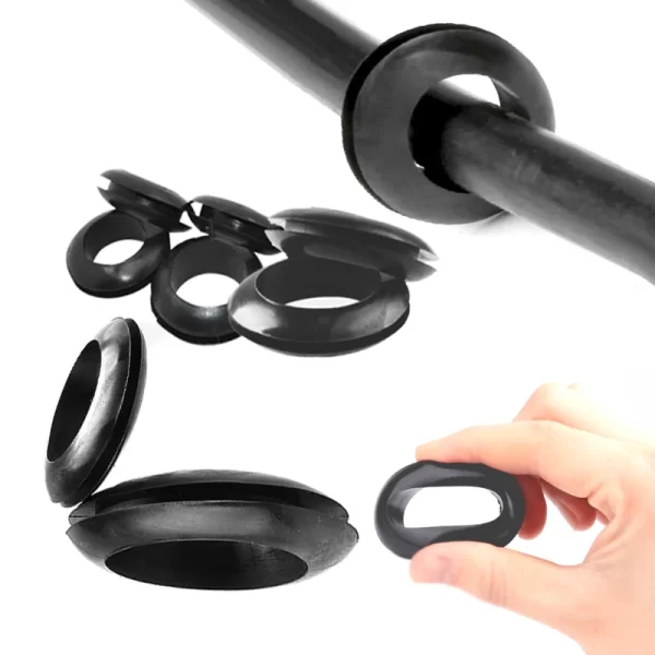 Black Rubber Double Sided Protective Coil Out Hole Wire O Ring Distribution Box Through Wire Ring Seal Ring Grommets Cable - Image 2
