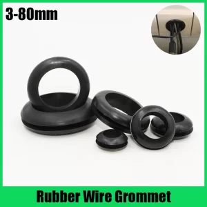 Black Rubber Double Sided Protective Coil Out Hole Wire O Ring Distribution Box Through Wire Ring Seal Ring Grommets Cable